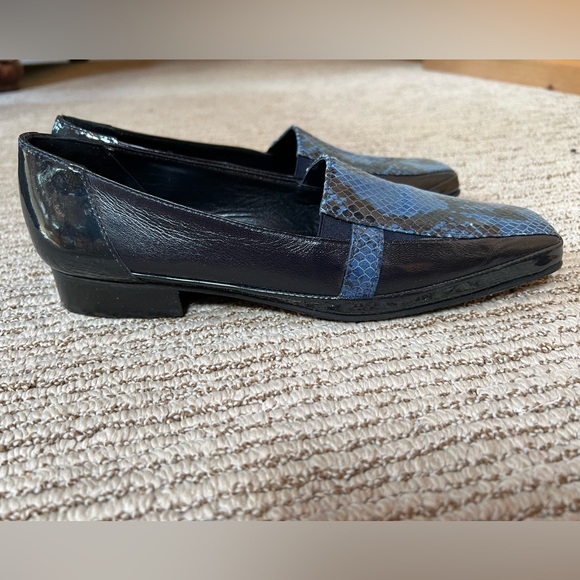 Never worn Amalfi Blue and Black Leather Loafer - Picture 2 of 4